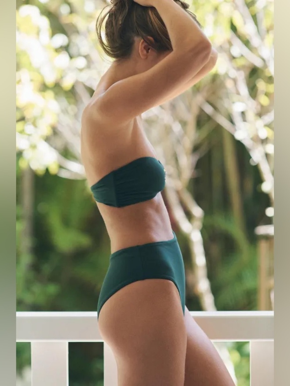 Zara Bandeau Intense Green Swimsuit With Cutouts And Metal Detail 0167/011/540 - Picture 3 of 12